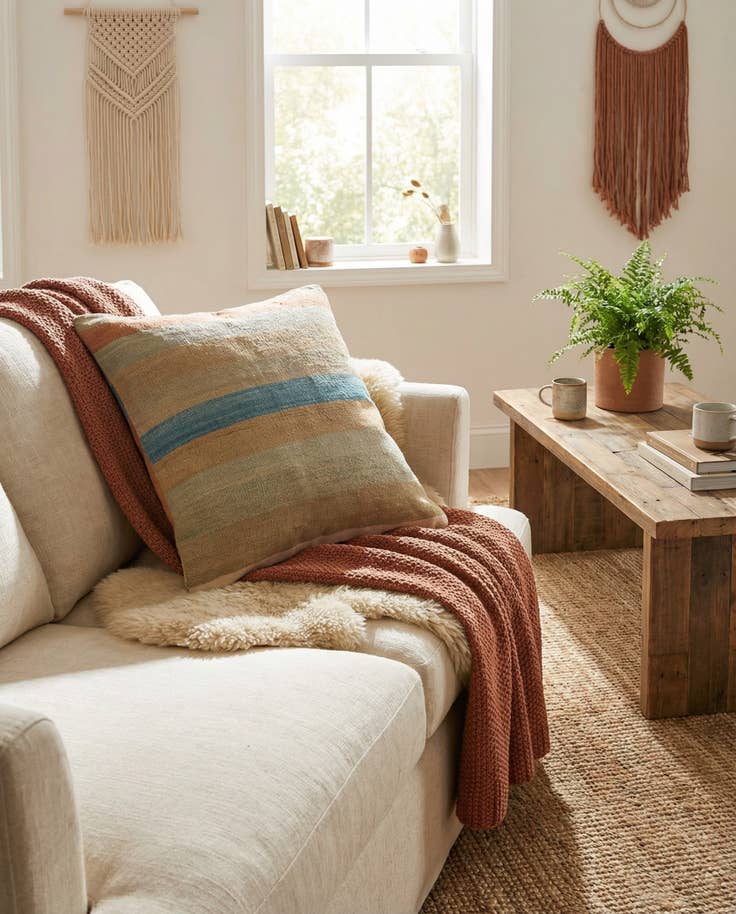 Detail image of 2' 5 x 2' 5 Hand Woven Pillow Wool Square Rug