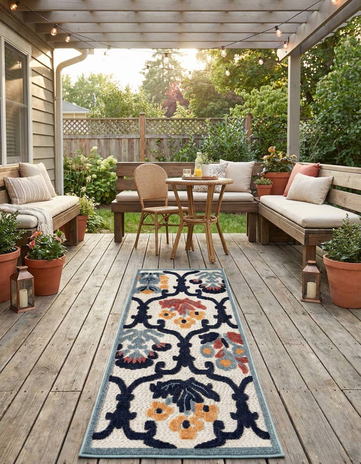 Detail image of 2' x 6'  Washable Belize Indoor / Outdoor Runner Rug