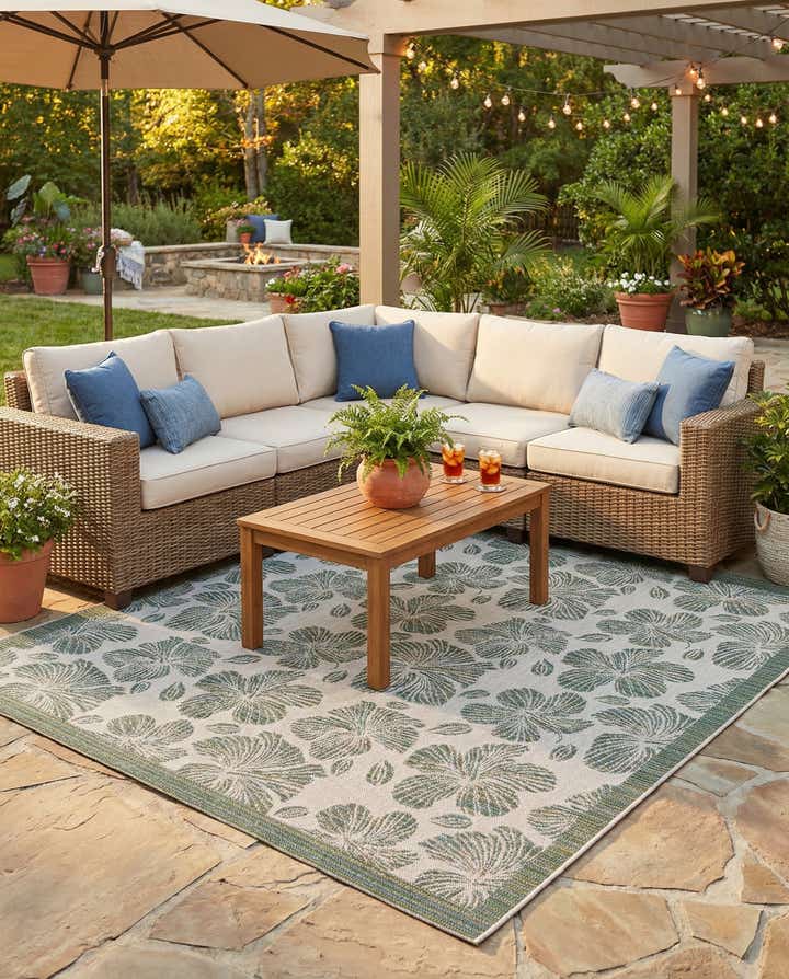 7' 10 x 7' 10 Easy-Clean Baja Indoor / Outdoor Square Rug