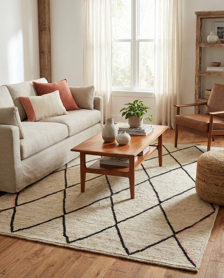 Detail image of 5' 3 x 8' 3 Hand Knotted Moroccan Wool Rug