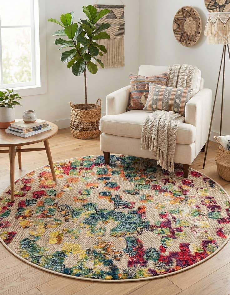 Detail image of  3' x 3'  Washable Casablanca Indoor / Outdoor Round Rug
