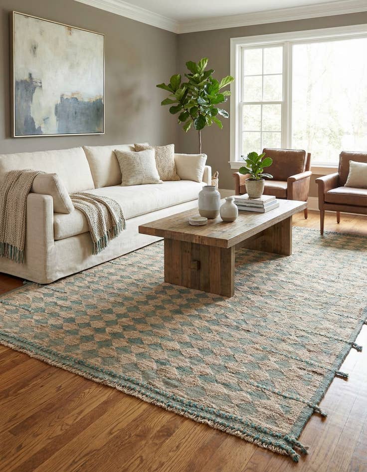 Detail image of 6' 9 x 10'  Hand Knotted Moroccan Wool Rug