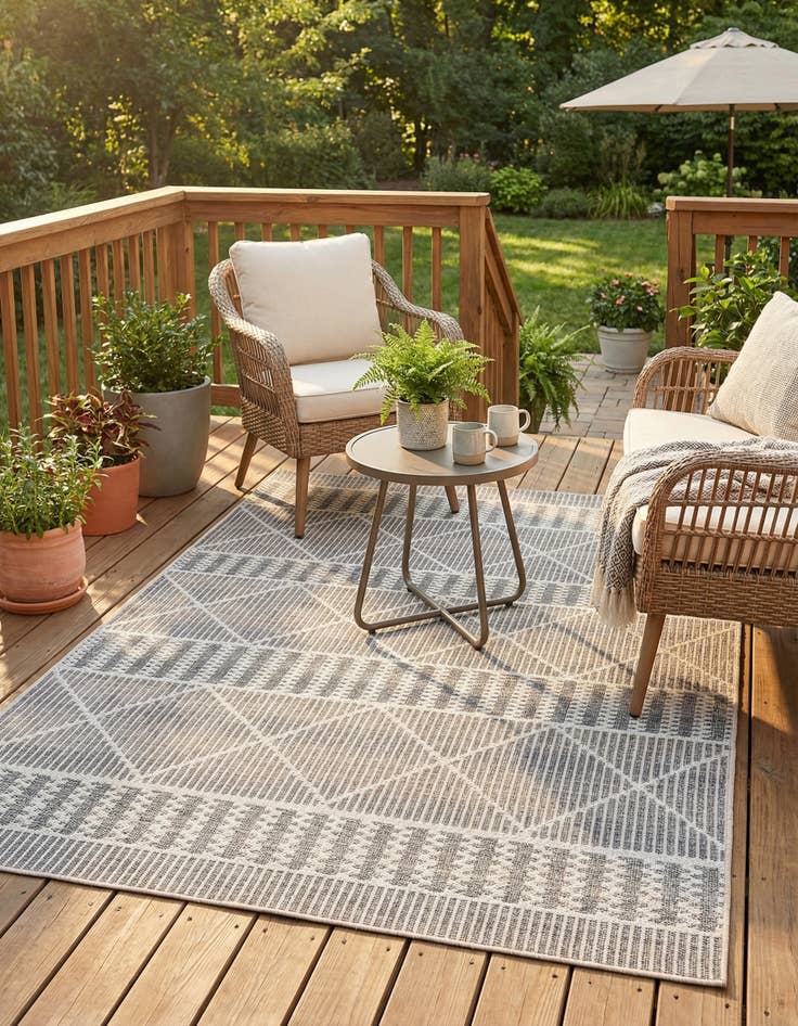 Detail image of 4' x 6'  Washable Trellis Indoor / Outdoor Rug