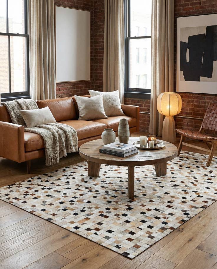 Detail image of 5' x 7' 11 Cowhide Stocks Rug