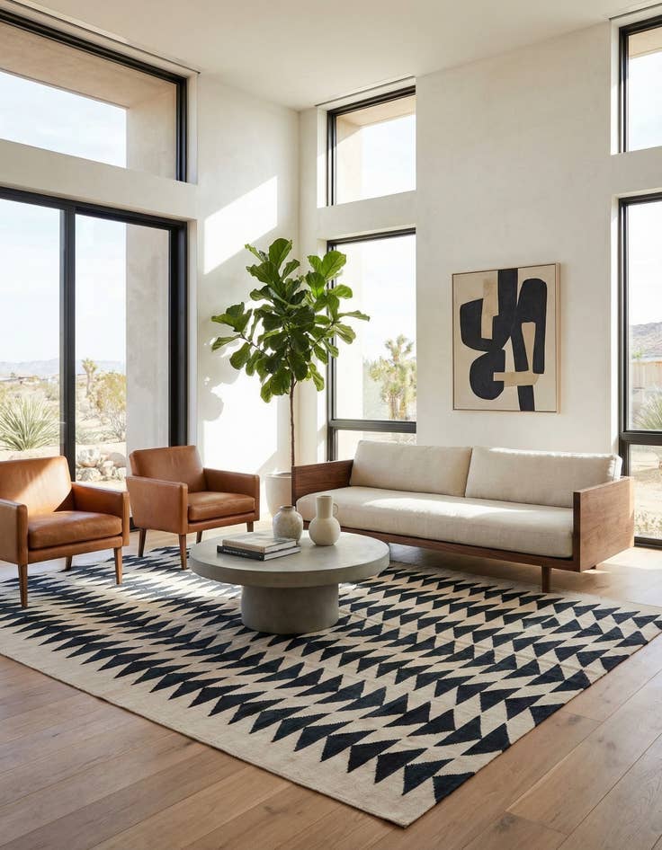 Detail image of 6' 7 x 9' 4  Hand Woven Kilim Modern Wool Rug