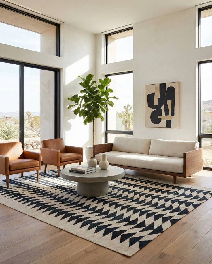 Detail image of 6' 7 x 9' 4 Hand Woven Kilim Modern Wool Rug