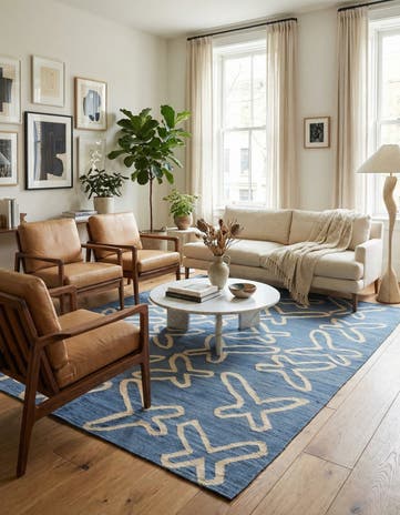 5' 3 x 6' 5 Hand Woven Kilim Modern Wool Rug