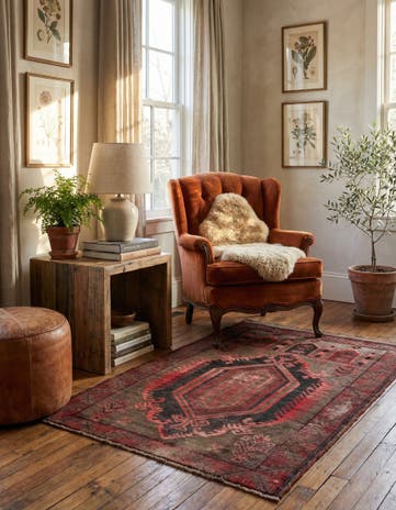 2' 10 x 4' 8 Hand Knotted Ultra Vintage Persian Wool Rug