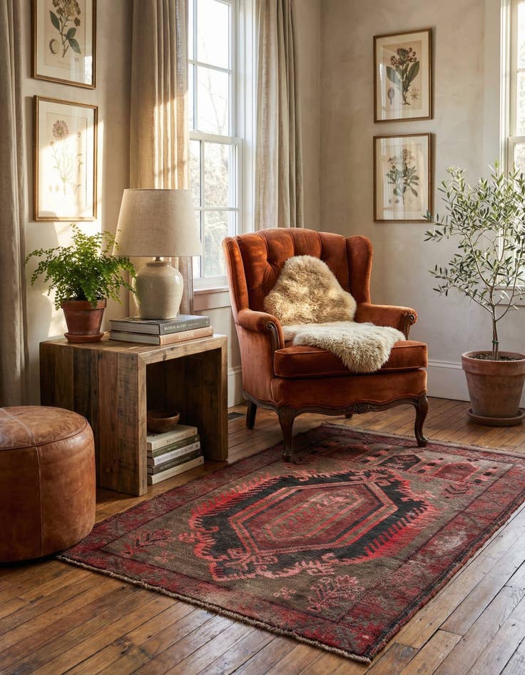 Detail image of 2' 10 x 4' 8 Hand Knotted Ultra Vintage Persian Wool Rug