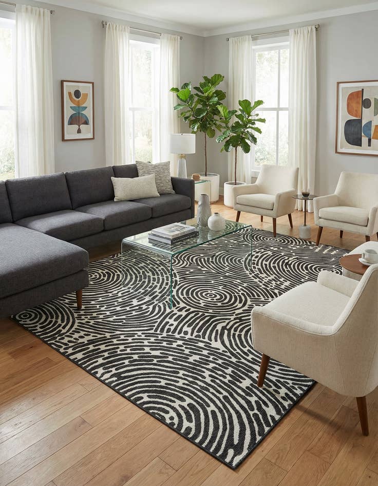 Detail image of 9' x 12'  Washable Modern Indoor / Outdoor Rug