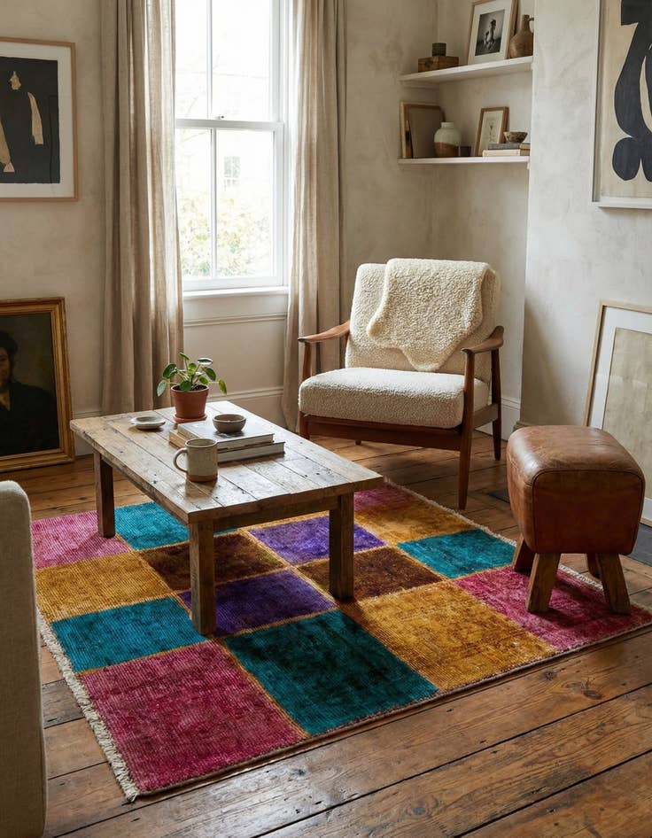 Detail image of 3' 6 x 3' 6  Hand Knotted Ultra Vintage Persian Wool Square Rug