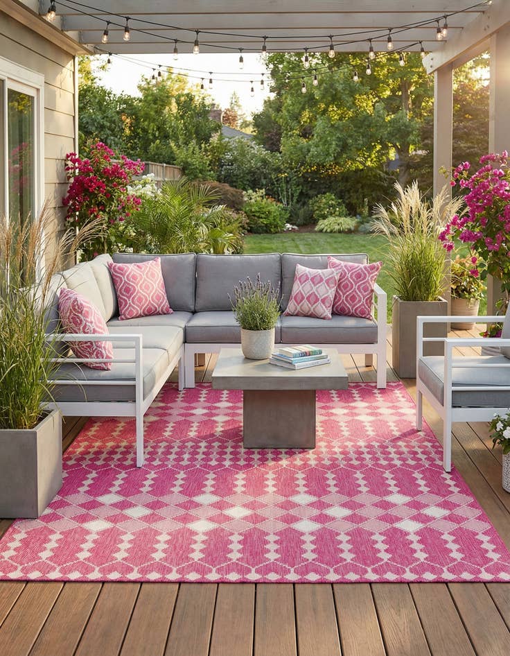 Detail image of  9' x 12'  Washable Lattice Indoor / Outdoor Rug