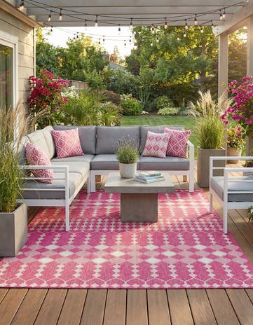 9' x 12' Easy-Clean Lattice Indoor / Outdoor Rug