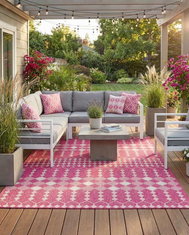 9' x 12' Easy-Clean Trellis Indoor / Outdoor Rug