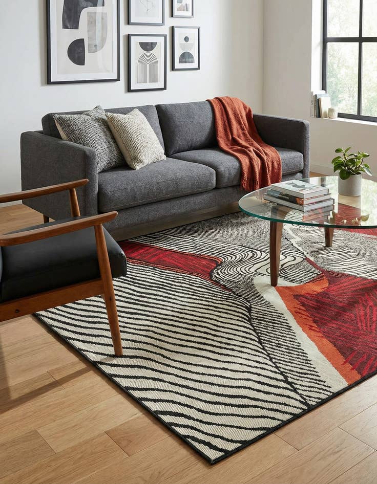 Detail image of 4' x 6' Easy-Clean Modern Indoor / Outdoor Rug