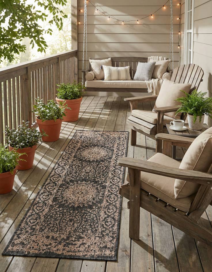 Detail image of 2' x 6'  Washable Traditional Indoor / Outdoor Runner Rug