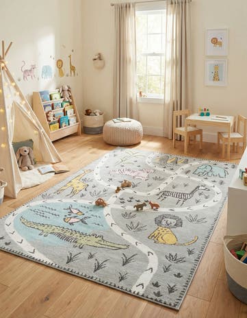 6' 1 x 9' Animals Whimsy Kids Rug