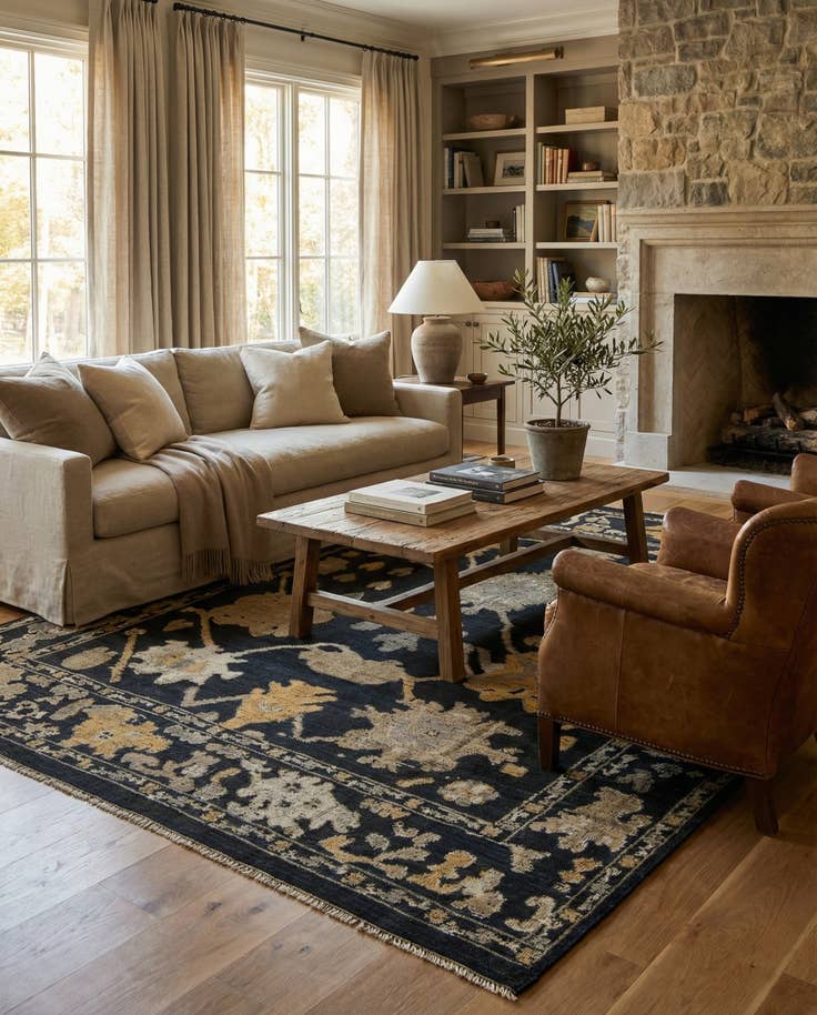 Detail image of 9' 3 x 12' 4 Hand Knotted Oushak Wool Rug