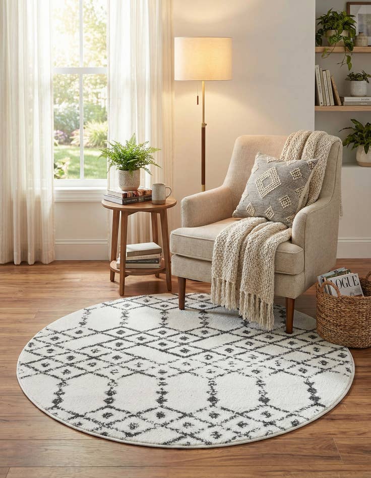 Detail image of  3' x 3' Paxon Trellis Round Rug