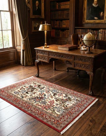 3' 5 x 5' Hand Knotted Qom Persian Rug
