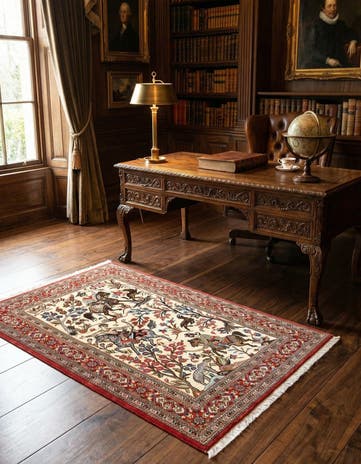 3' 5 x 5' Hand Knotted Qom Persian Rug
