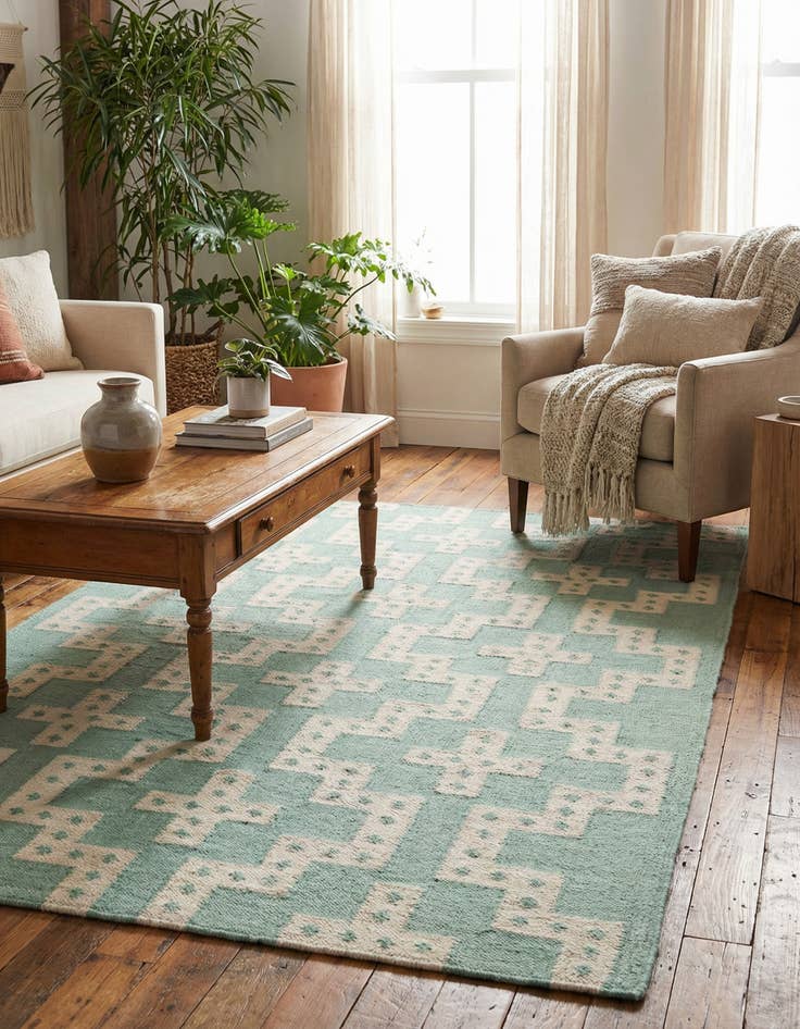 Detail image of 5' 1 x 8'  Hand Woven Kilim Wool Rug