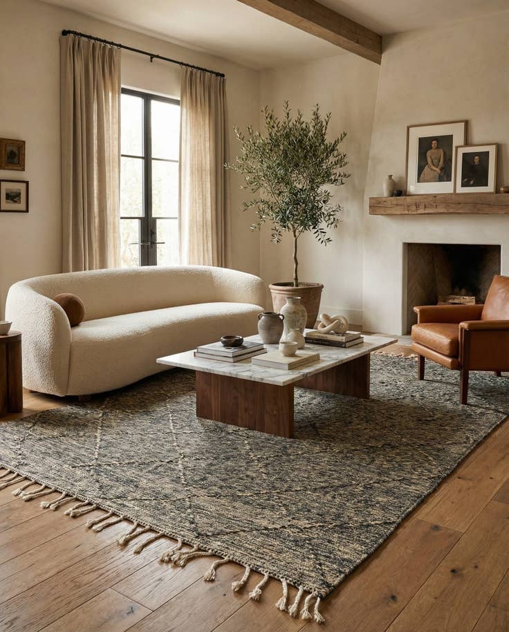 Detail image of 6' 7 x 9' 8 Hand Knotted Moroccan Wool Rug