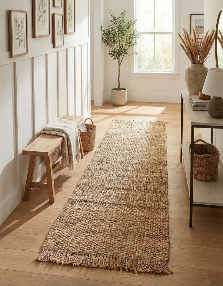 Detail image of  2' 7 x 10'  Hand Woven Chunky Jute Runner Rug