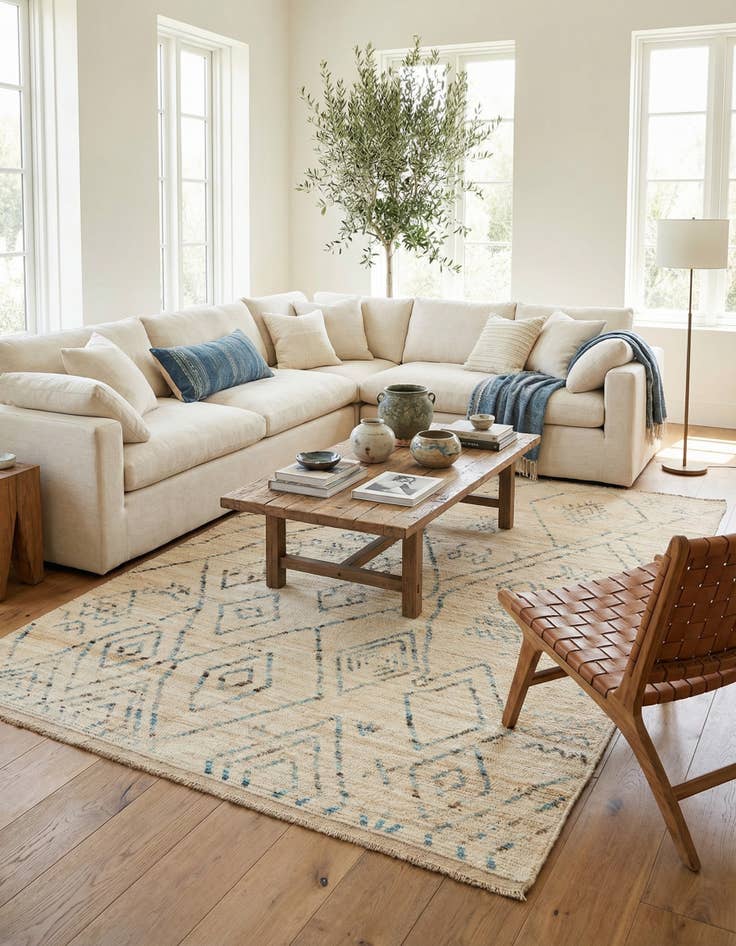 Detail image of  5' 10 x 8' 2  Hand Knotted Moroccan Wool Rug