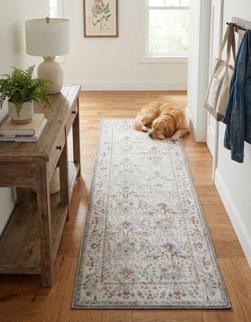 Ivory Washable Timeless Runner Rug