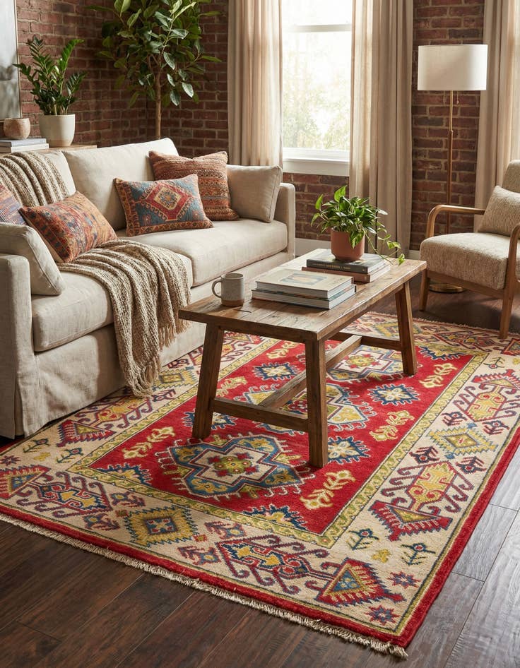 Detail image of 3' 4 x 4' 10  Hand Knotted Kazak Rug