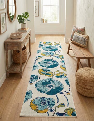 White Bloom Runner Rug