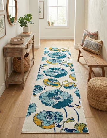 White Bloom Runner Rug