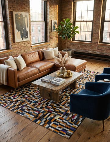 5' 1 x 8' 1 Cowhide - Patchwork Rug