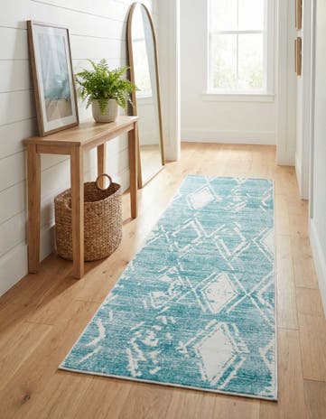 Jill Zarin Turquoise Uptown Carnegie Hill Runner Rug