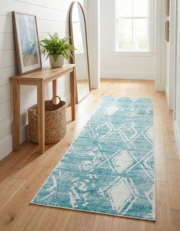 Jill Zarin Turquoise Uptown Carnegie Hill Runner Rug