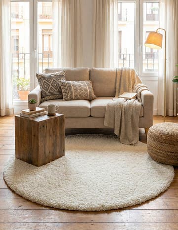 4' x 4' Solid Shag Round Rug