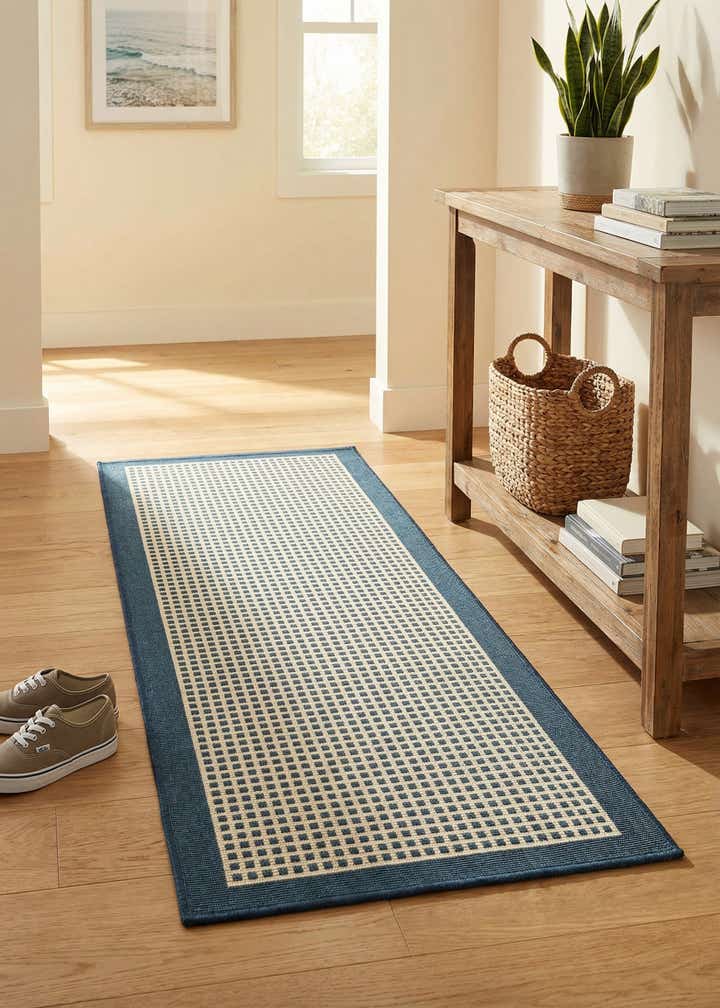 2' x 5' Easy-Clean Border Indoor / Outdoor Runner Rug