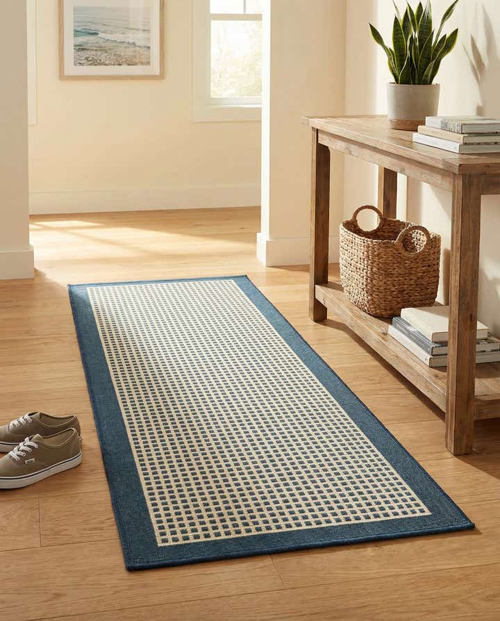 2' x 5' Easy-Clean Border Indoor / Outdoor Runner Rug
