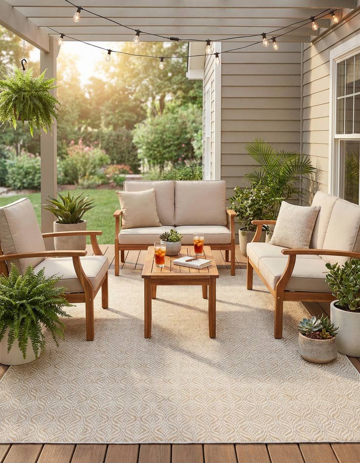 Detail image of  7' x 10'  Washable Lattice Indoor / Outdoor Rug