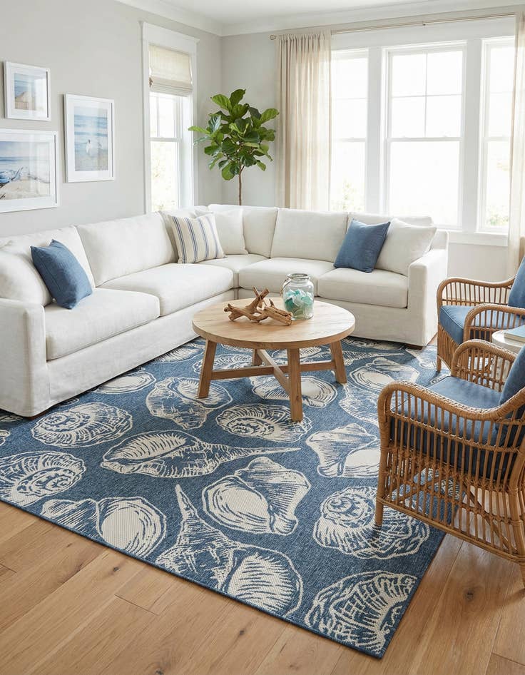 Detail image of  9' x 12'  Washable Coastal Indoor / Outdoor Rug