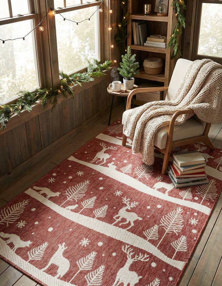 Detail image of 4' x 6'  Washable Holiday Indoor / Outdoor Rug