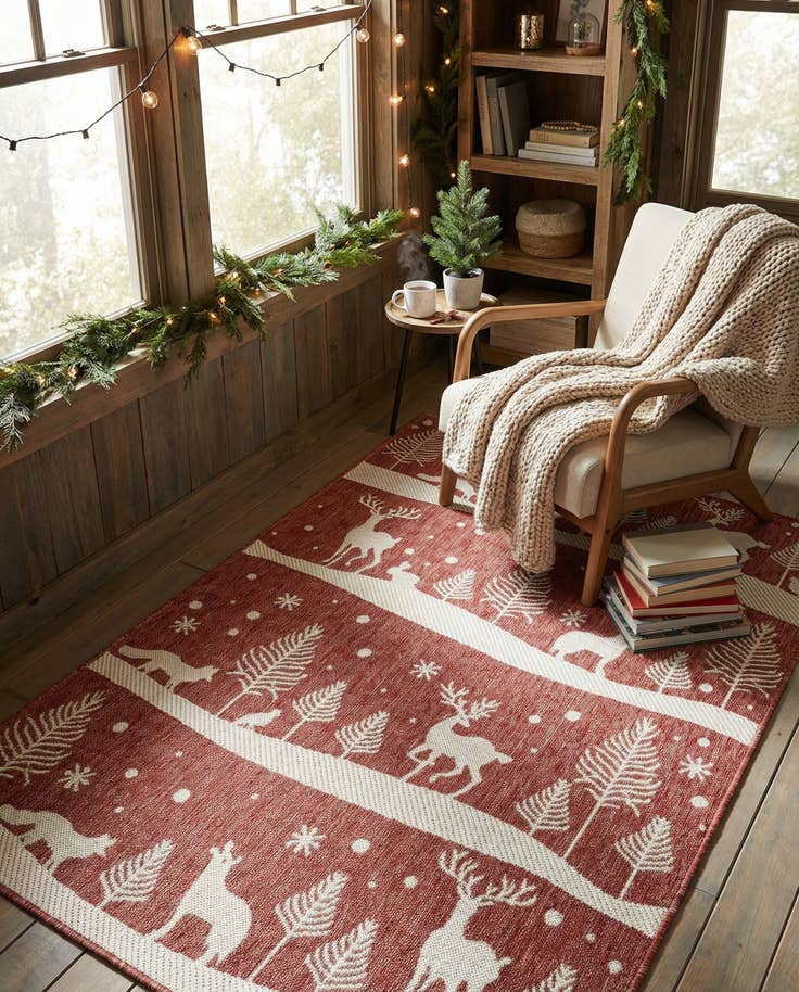 Detail image of 4' x 6' Easy-Clean Holiday Indoor / Outdoor Rug