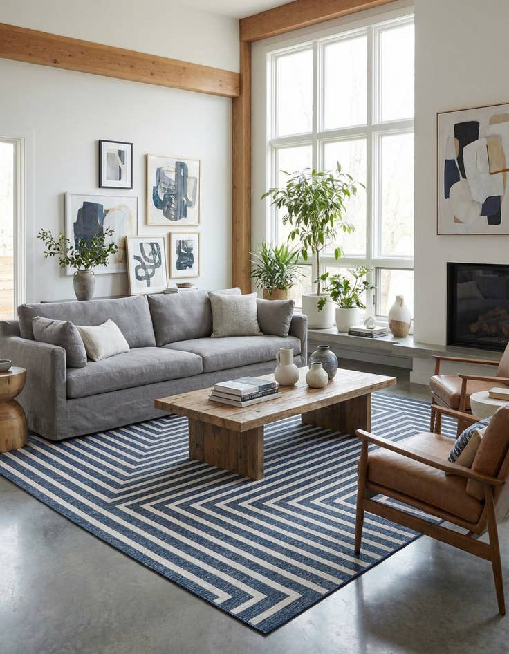 Detail image of  13' x 13'  Washable Modern Indoor / Outdoor Square Rug