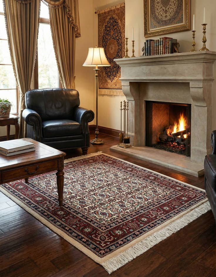 Detail image of 3' 5 x 4'  Hand Knotted Bidjar Wool Rug