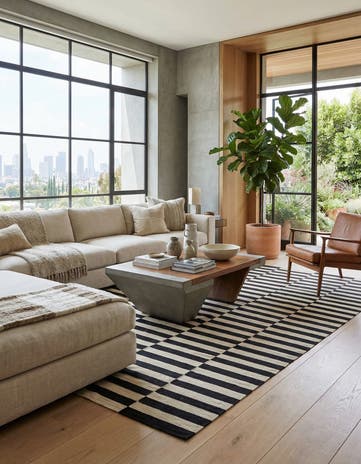 6' 9 x 9' 7 Hand Woven Kilim Modern Wool Rug