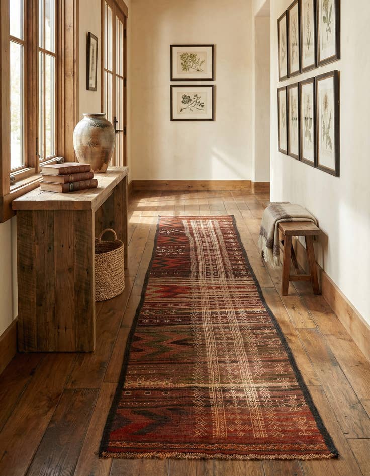 Detail image of  2' x 9' 9  Hand Knotted Kilim Fars Persian Wool Runner Rug