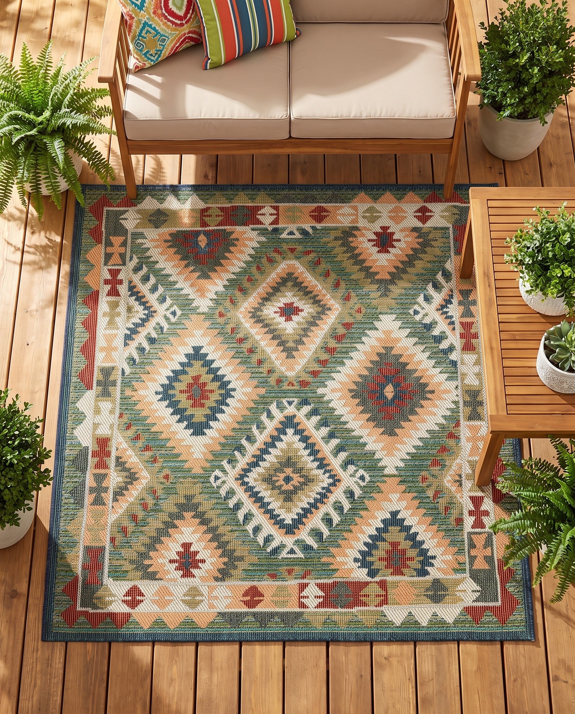 5' 3 x 5' 3 Easy-Clean Baja Indoor / Outdoor Square Rug