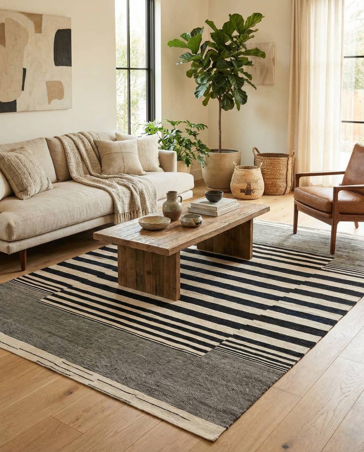 Detail image of 5' 7 x 7' 9 Hand Woven Kilim Modern Wool Rug