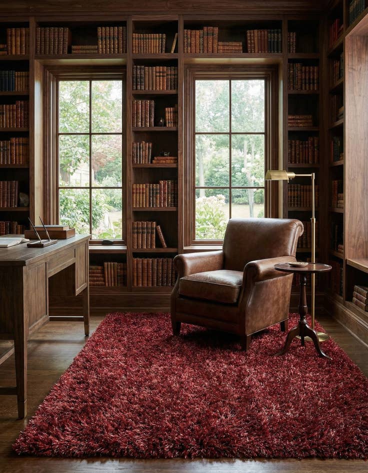 Detail image of 5' x 6' 6 Hand Knotted Solid Shag Rug